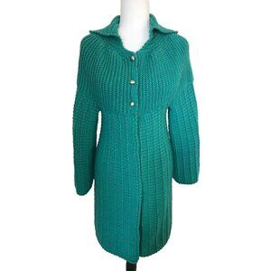 Vintage Handmade Heavy Knit Coat Sweater Coatigan Seafoam Green Womens Small?